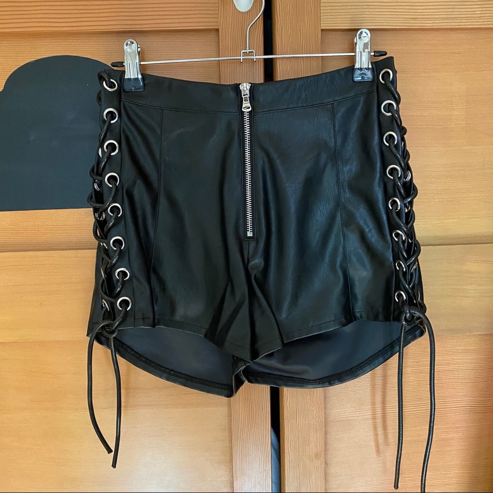 Faux leather shorts